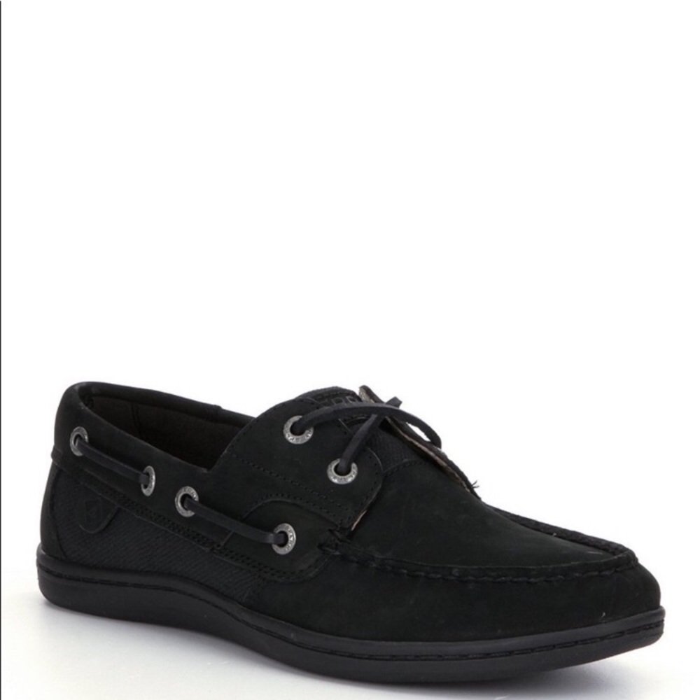 NWOT Sperry black leather boat shoes